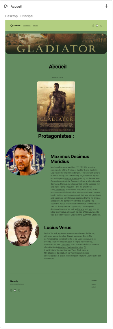 Maquette page d'accueil
