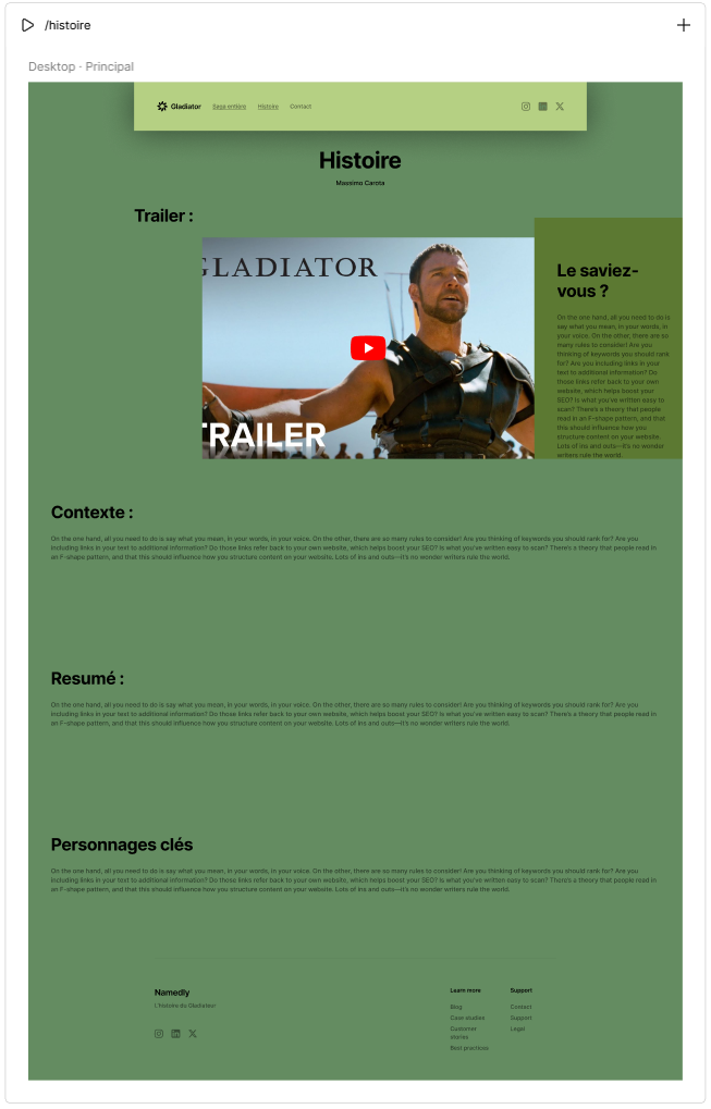 Maquette page contact