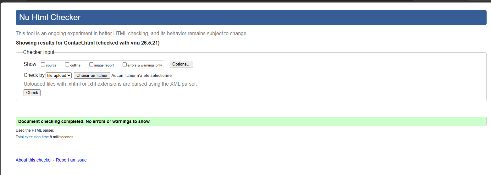 Capture validation W3C HTML